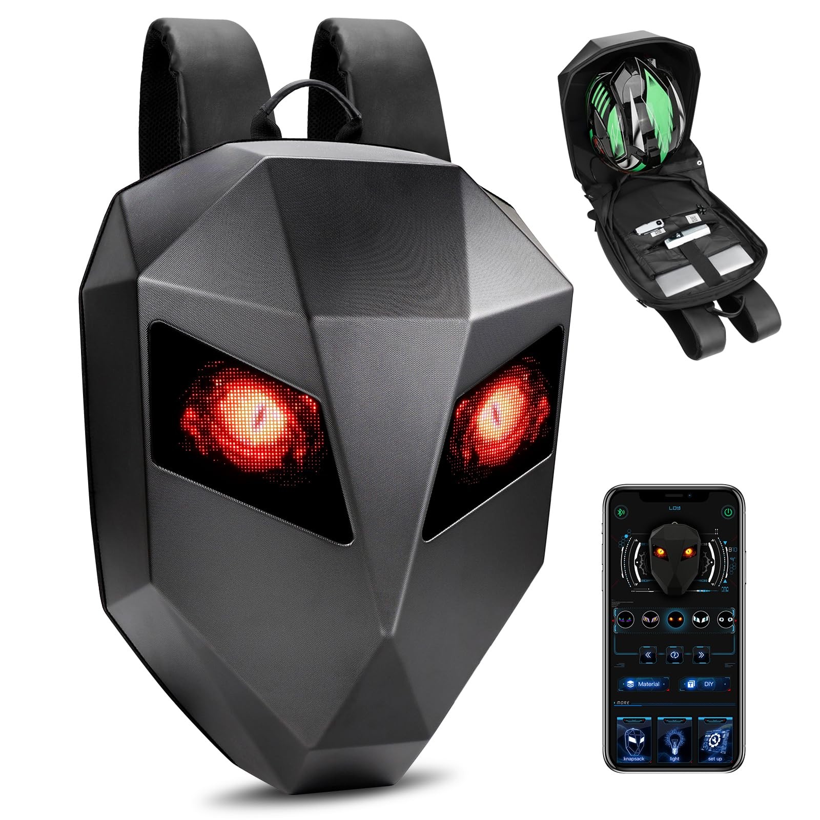 LED Motorcycle Backpack,Knight Backpack, with App Control,Programmable HD Col…