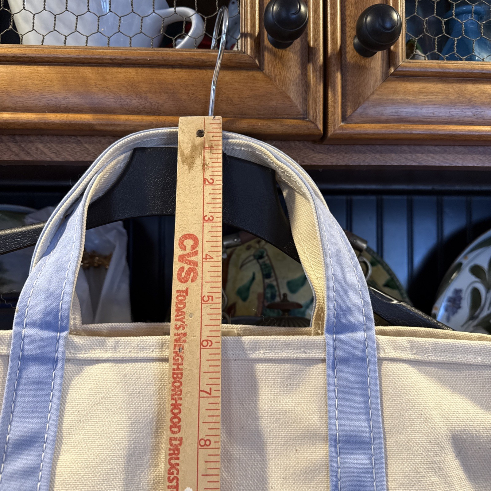 Vintage LL Bean Boat And Tote Black Trim Ivory Bag Canvas Medium 16″ x 11” A6