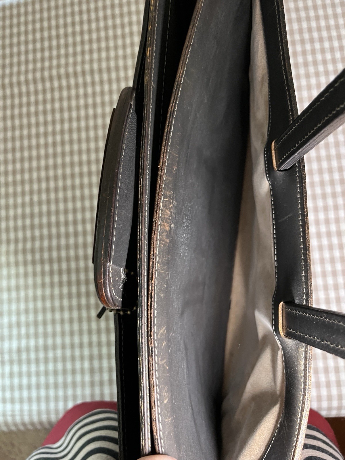 Vintage Schlesinger Brothers Black Leather Briefcase / Portfolio 1970’s-80’s