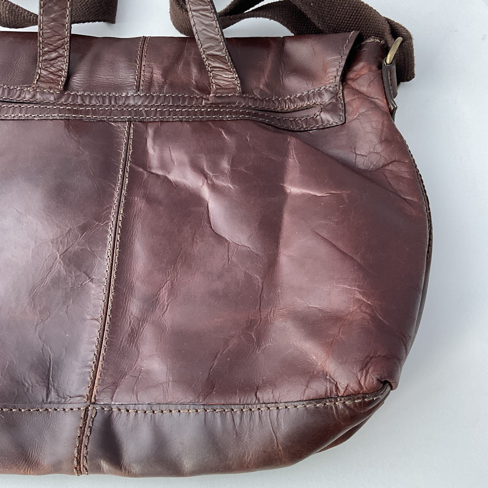 Vintage Distressed Wilsons Leather Brown Single Flap Messenger Bag Commuter Tote