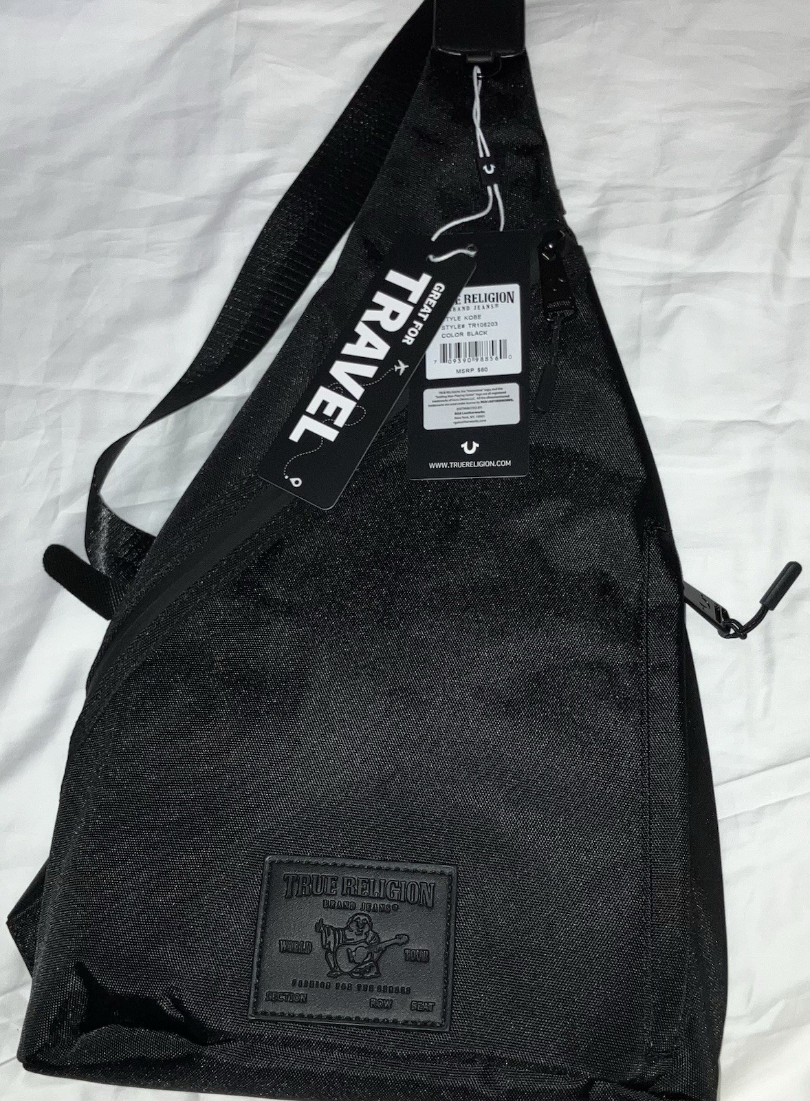New Authentic True Religion Black Unisex Crossbody Bag with Tags