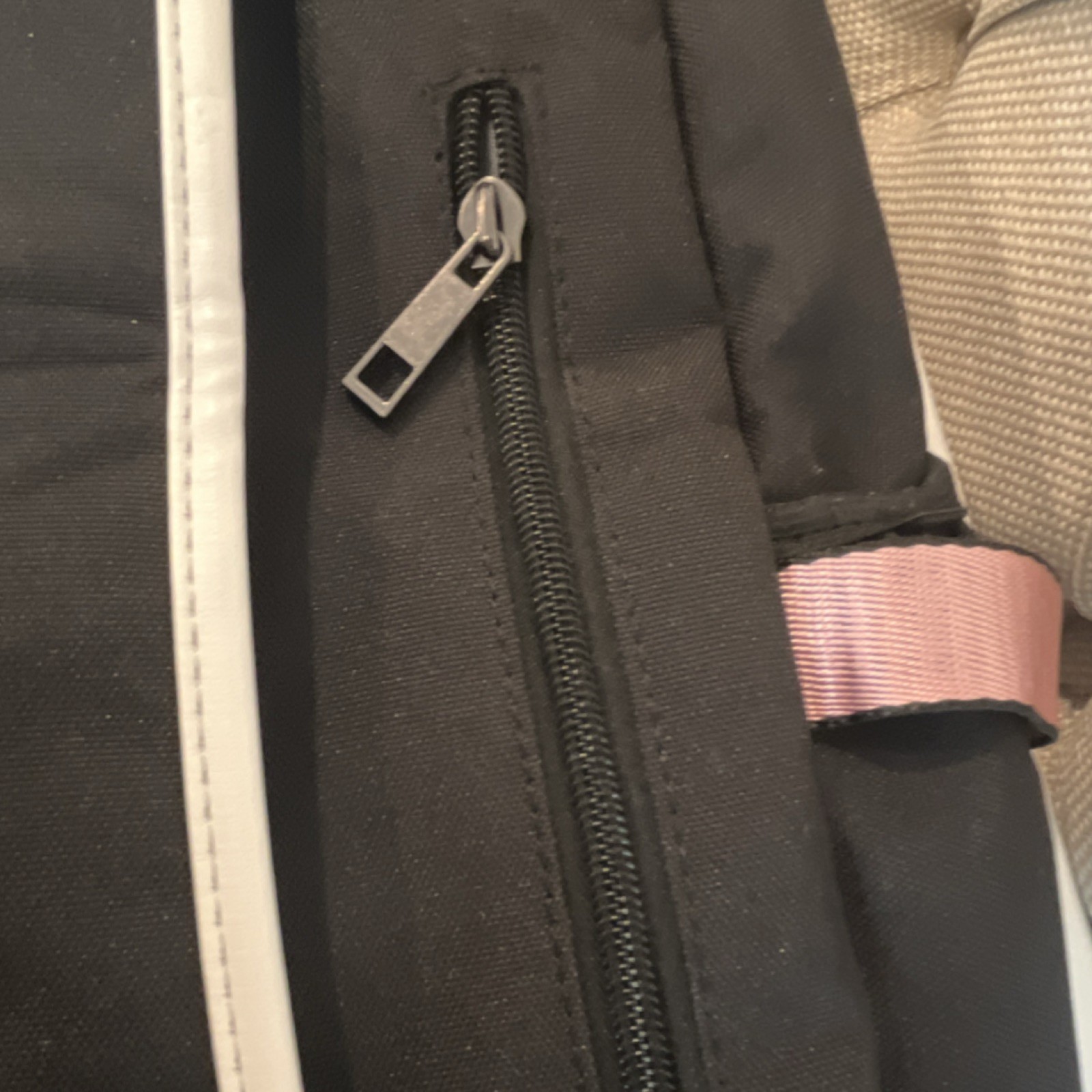 Bevalsa Black White Pink Backpack with USB Port, Audio Pocket, Adjustable Straps