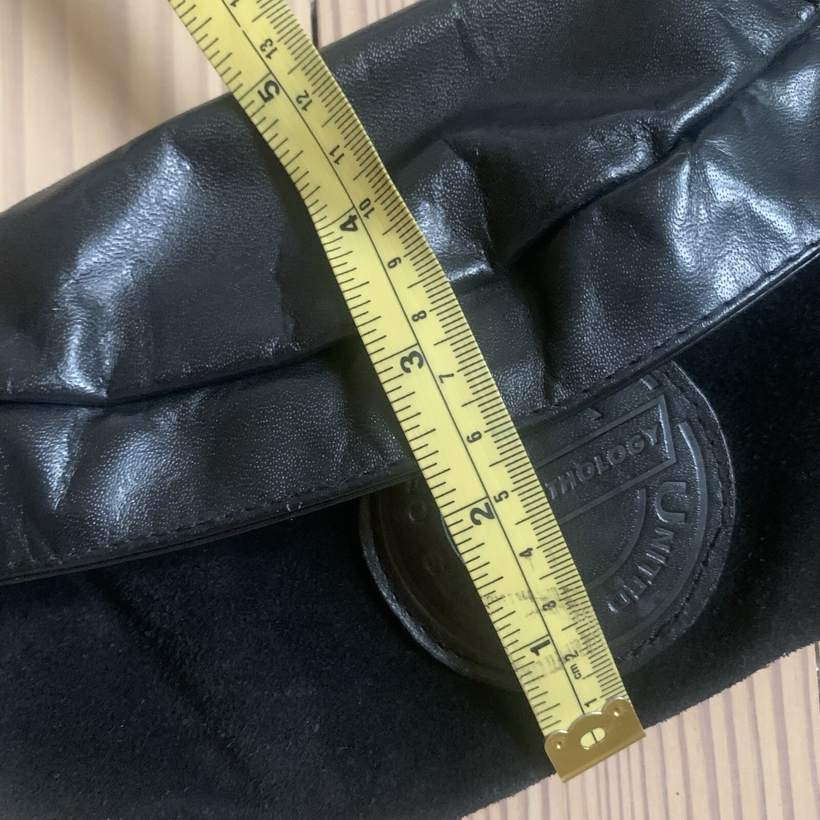 Vtg United Colors Of Benetton Anthology Black Leather Suede Fanny Pack Zip Adj