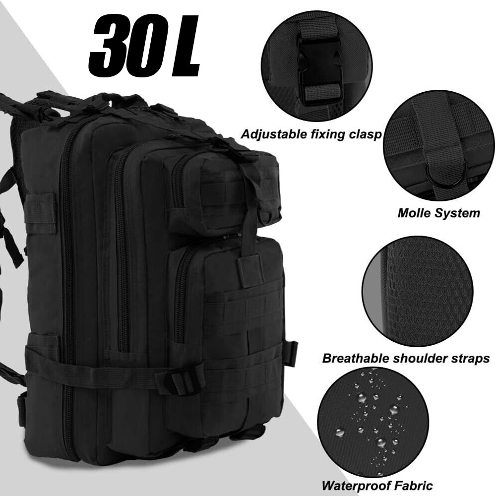 30L Outdoor Military Molle Tactical Backpack Rucksack Camping Hiking Travel Bag