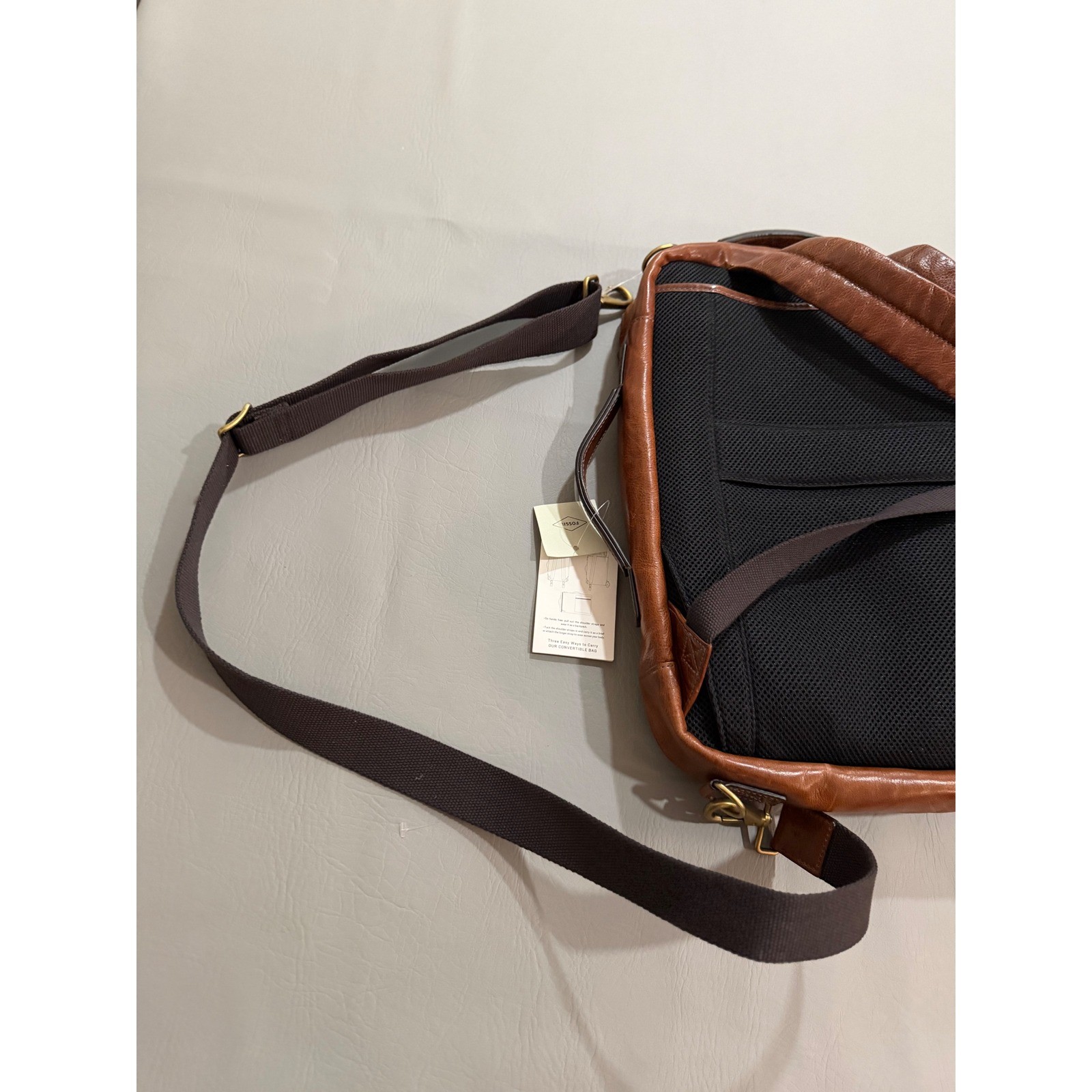 Fossil Buckner Convertible Backpack Briefcase Mens Cognac Leather NWT MBG9520222
