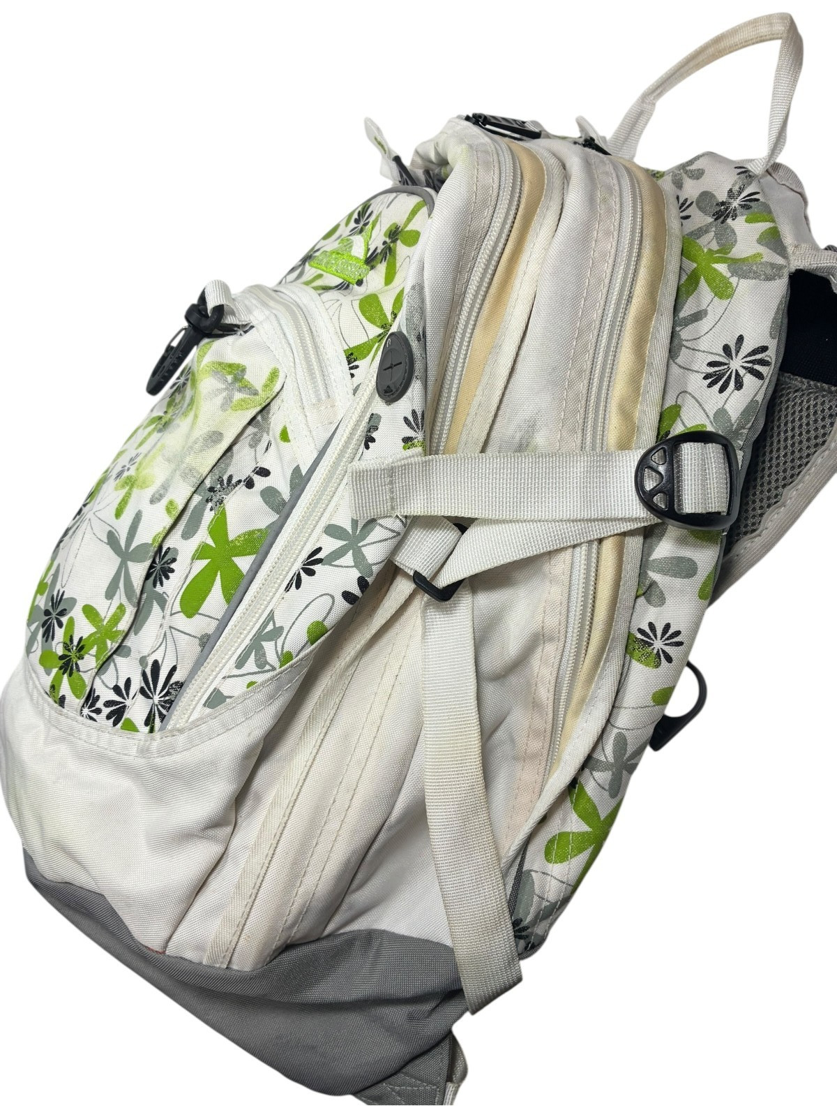 High Sierra 5420-110 backpack White with Green & Grey 70s Floral Patterns
