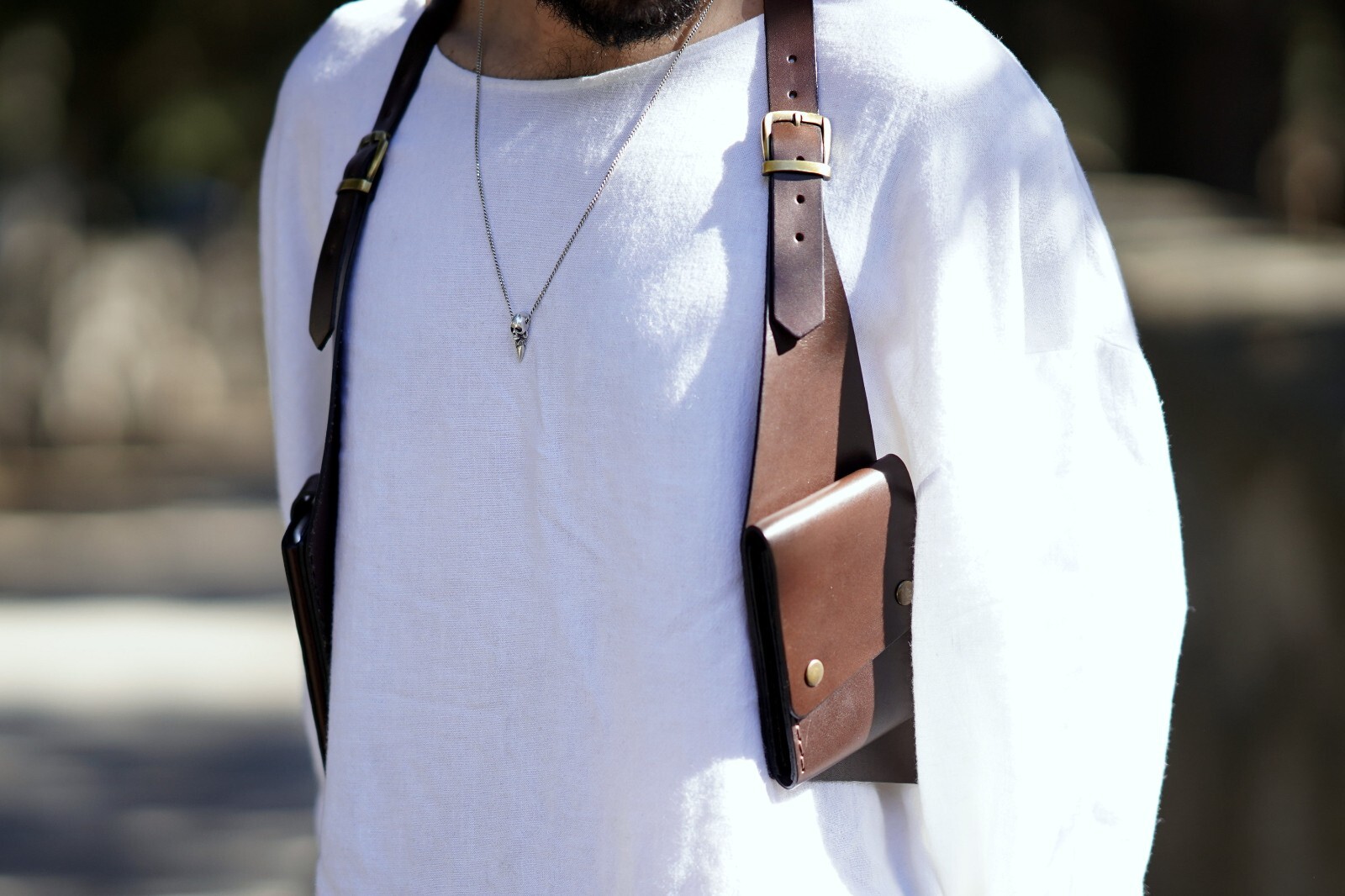 Leather Holster Bag Tan Leather Shoulder Bag Leather Festival Bag Burning