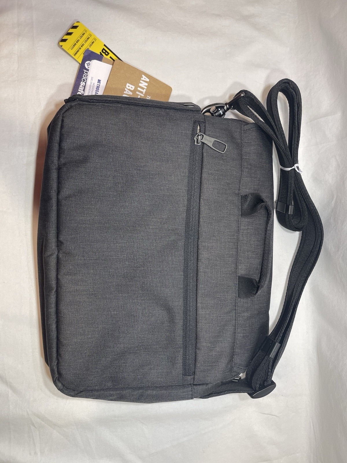 Pacsafe Gray Anti-Theft Messenger Bag Magnetic Closure Adjustable Strap Laptop