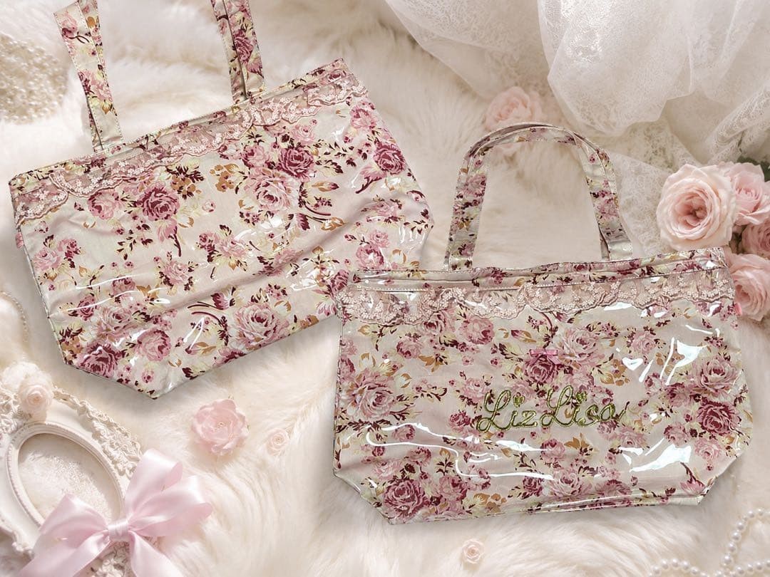 LIZ LISA tote bag floral pattern lace pink