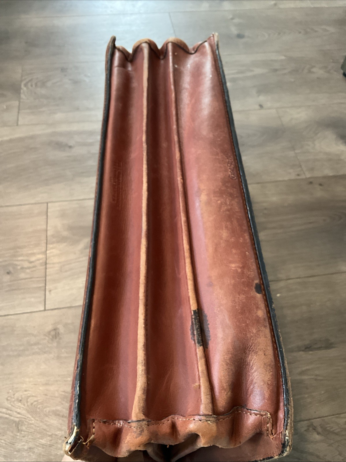 Schlesinger Brown Leather Briefcase With Combination Lock Vintage