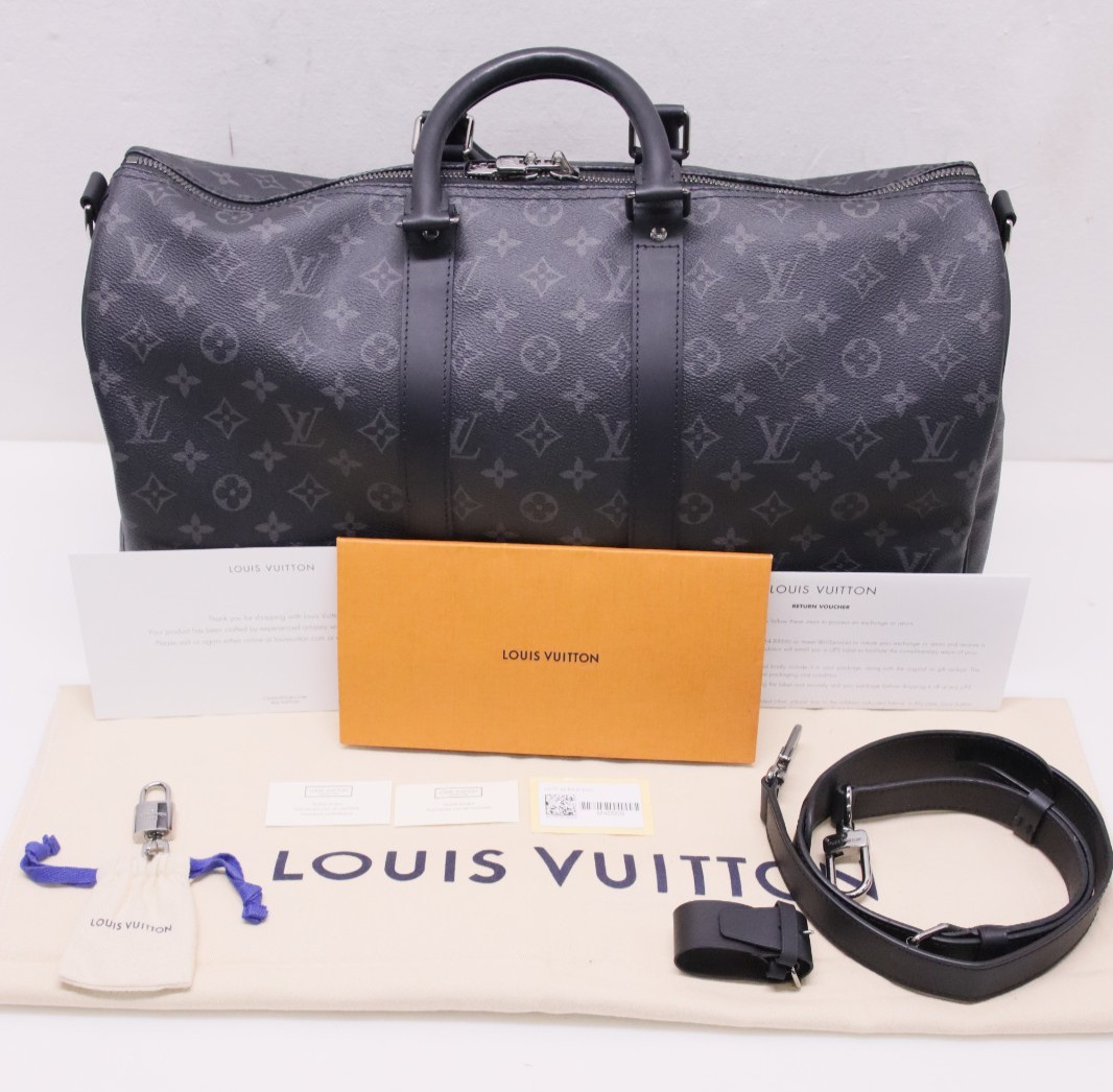 Louis Vuitton Keepall 45 Bandouliere Damier Graphite LV Travel Duffle Bag MB3137
