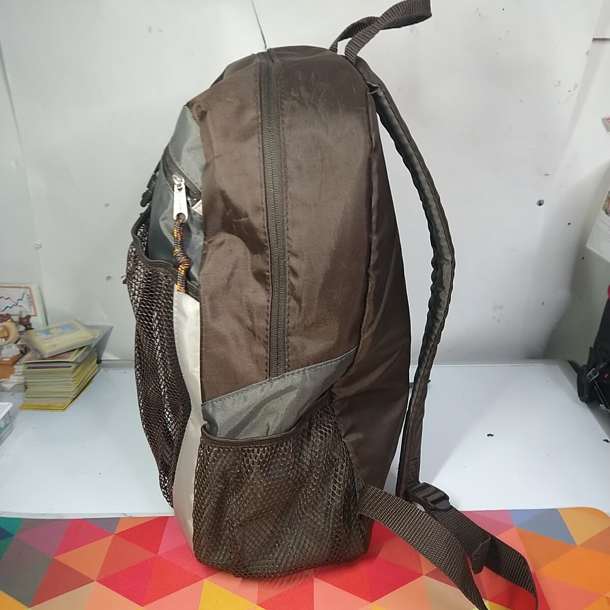 Eastsport Brown & Grey Backpack School Book Bag 3 Zippers, 5 Pockets – CLEAN!