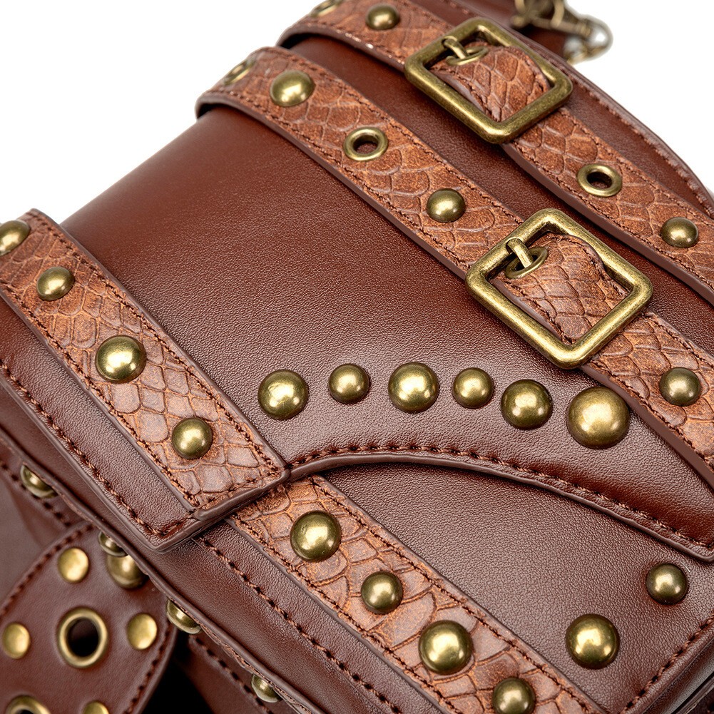 GEARDUKE Men Women Gothic Steampunk Crossbody Shoulder Leather waist Chest Bag