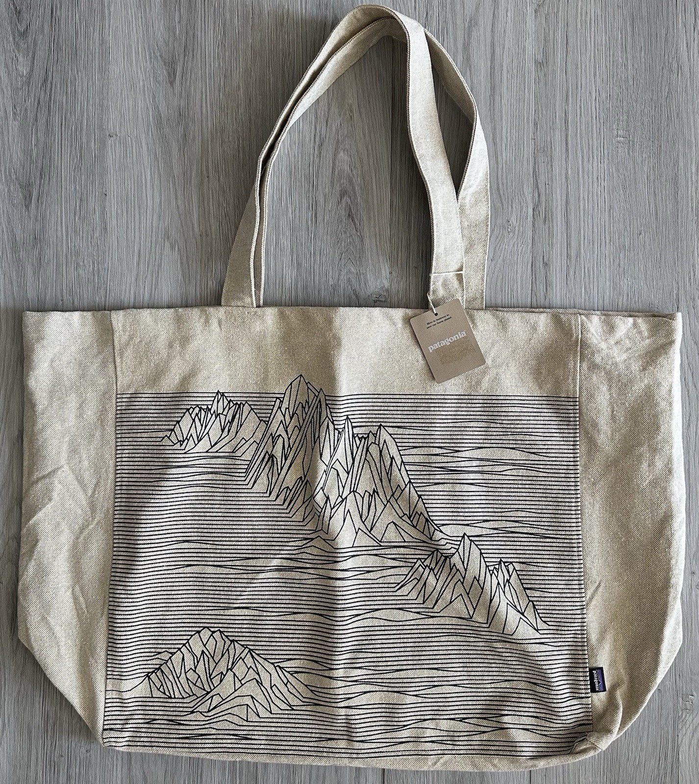 Patagonia Tote Bag Fitz Roy Mountain Extra Large Canvas Eco Beach Grocery NWT
