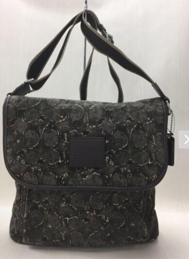 New COACH Heritage Web Green Brown Canvas Logo Leather Messenger Bag #F70627 U2