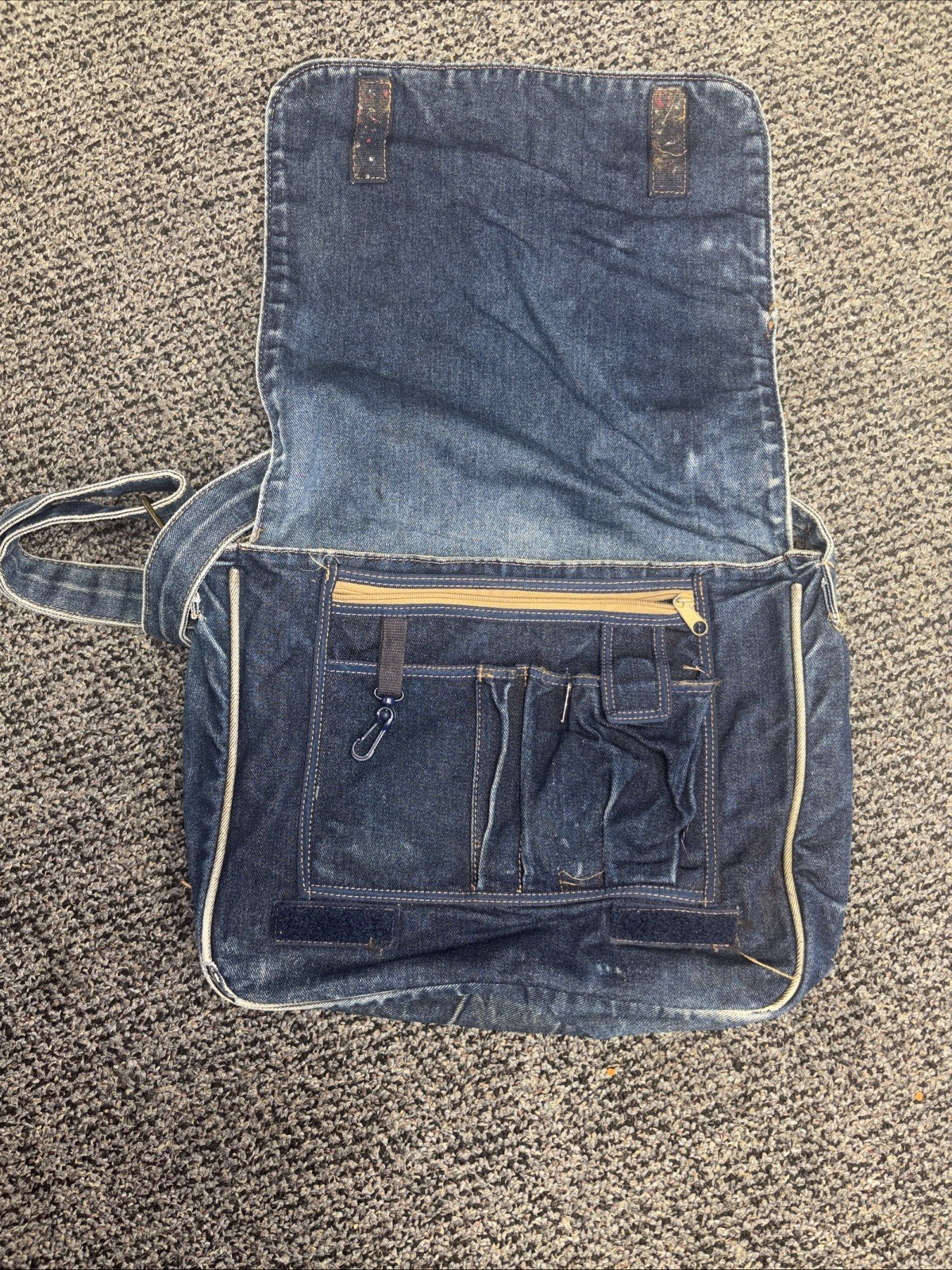 Vintage Volcom Denim Messenger Bag 90s/Y2k Style Blue Jeans Embroidered Skater