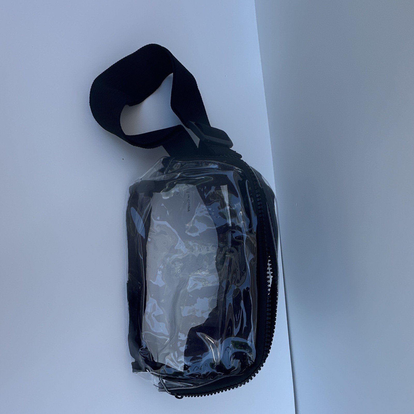 Clear/Black Crossbody Bag Adjustable Shoulder Strap Zip Closure Unisex Travel