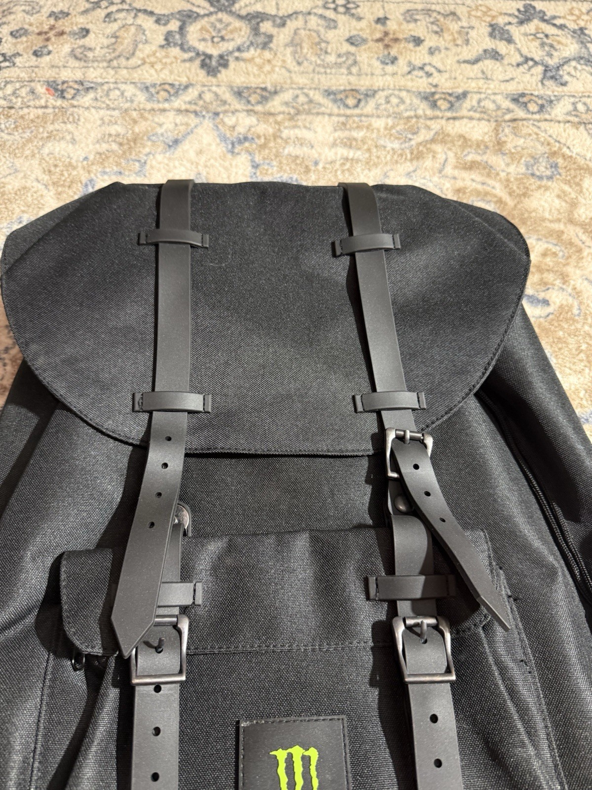 Monster Energy Black Rucksack Heritage Drawstring Buckle Strap Laptop Backpack