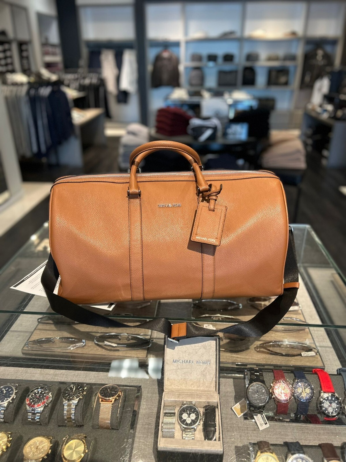 Michael Kors Cooper Men Duffle Luggage Brown Shoulder For Travel Getaway Trip MK