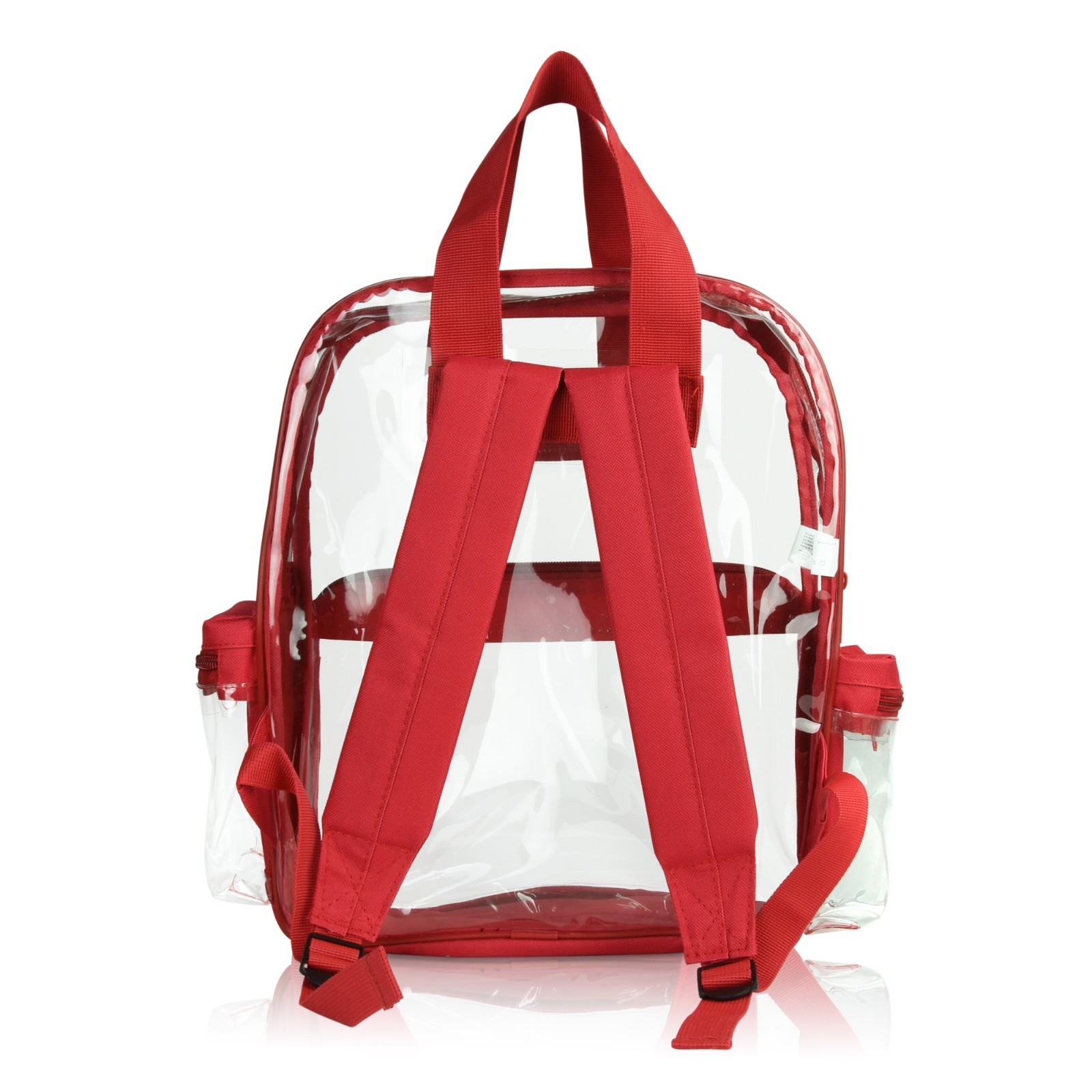 DALIX Clear Backpack Transparent School Bag in Red Small to Medium Size