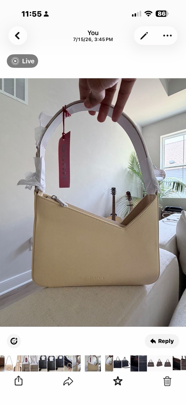 4477 Hugo Boss Mel Asymmetrical Mini Shoulder Bag One Size