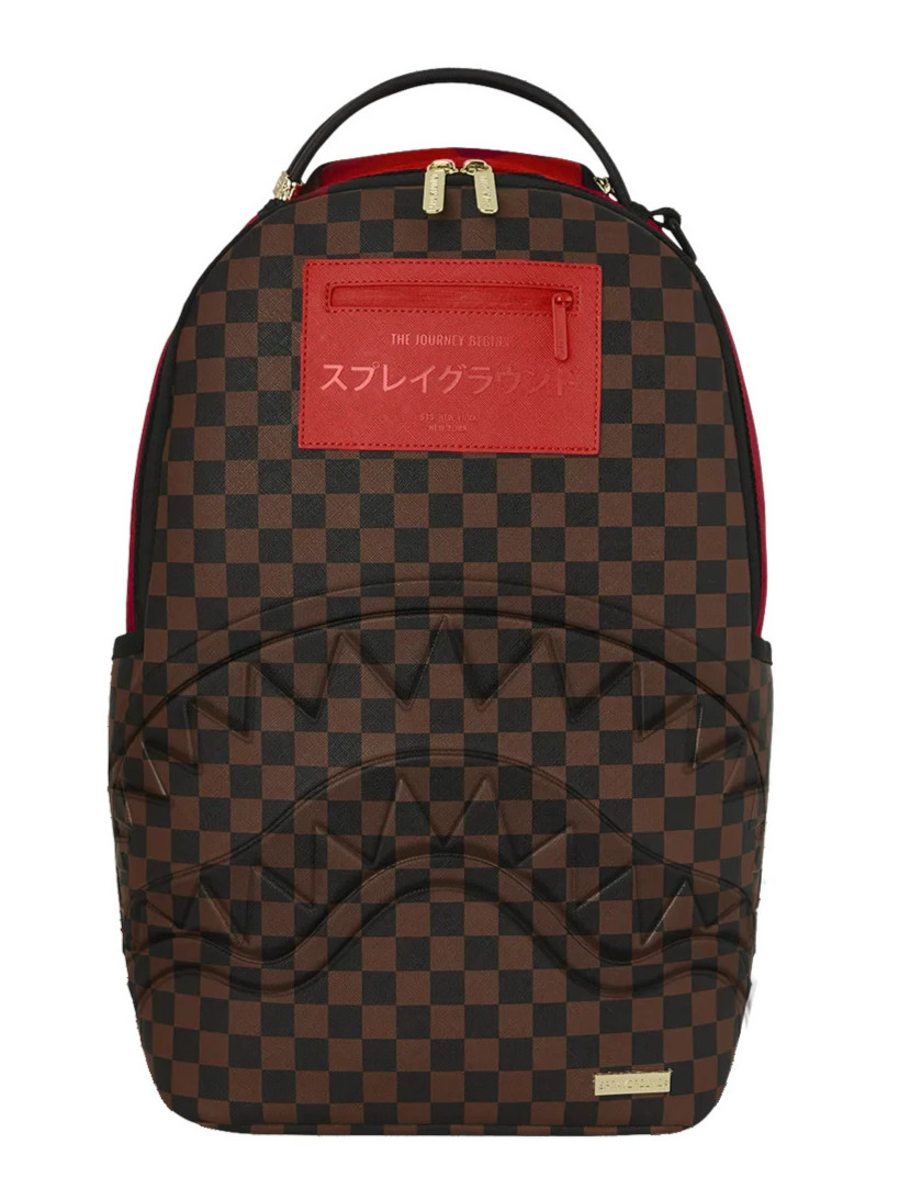 Sprayground KATANA Check Boss Backpack🔥New Black Bookbag Large School Bag