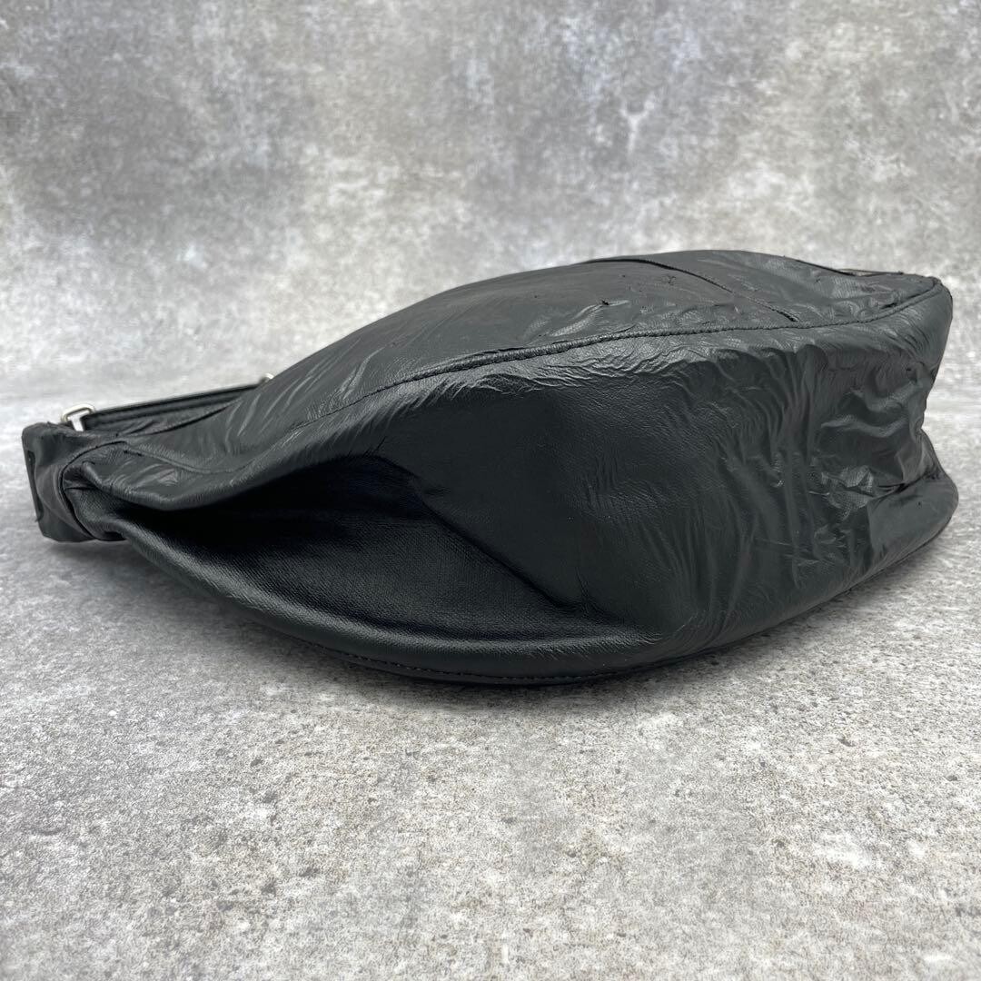 Porter Freestyle Leather Shoulder Bag Black Half Moon Men’s Japan 37cm 22cm