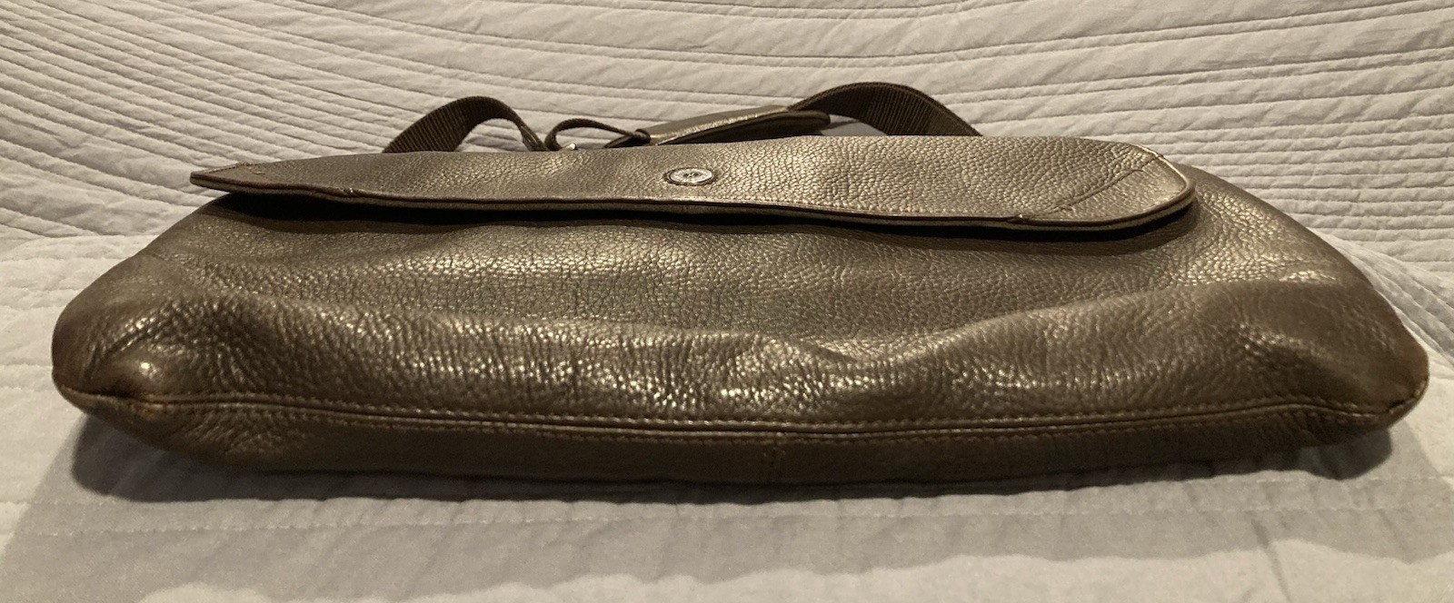 Cole Haan Brown Pebbled Soft Leather Messenger Bag