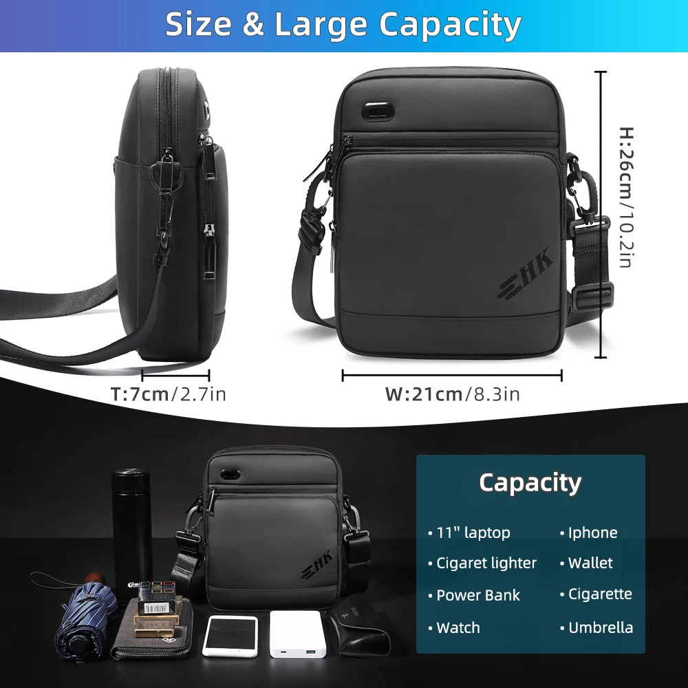 HK New Men’s Shoulder Bag Large Capacity Crossbody Bag Waterproof Business