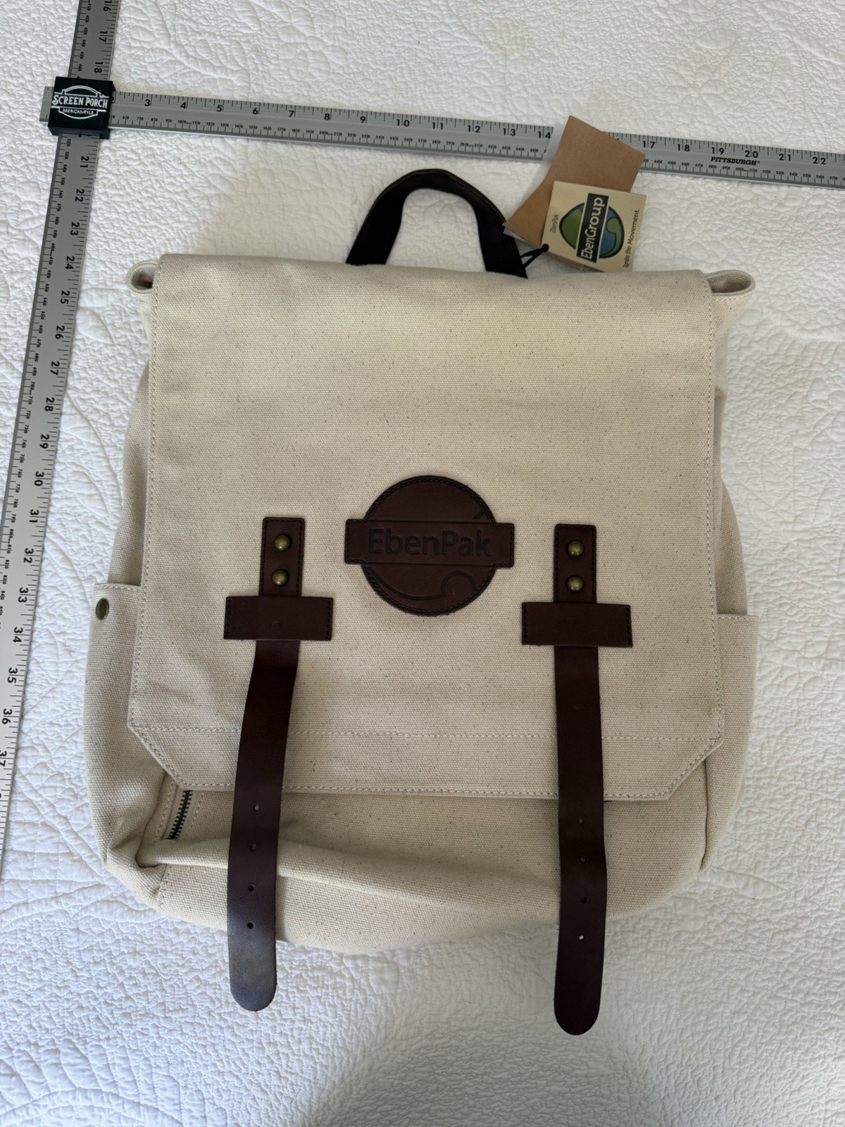 EbenPak EbenGroup Canvas Rucksack Backpack Cream Laptop Bag Cambodia NWT