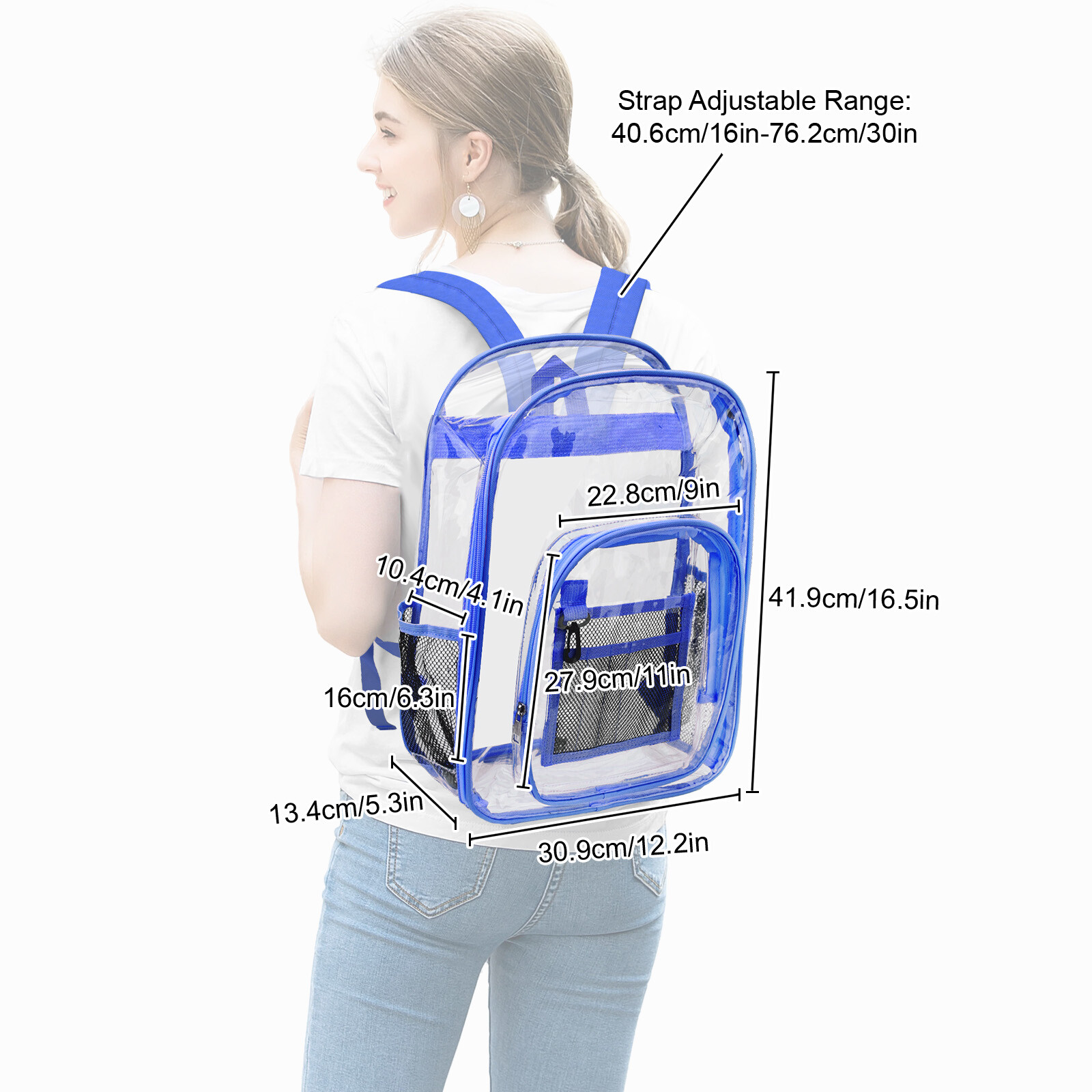 Clear Backpack Transparent See Through School Heavy Duty Bookbag