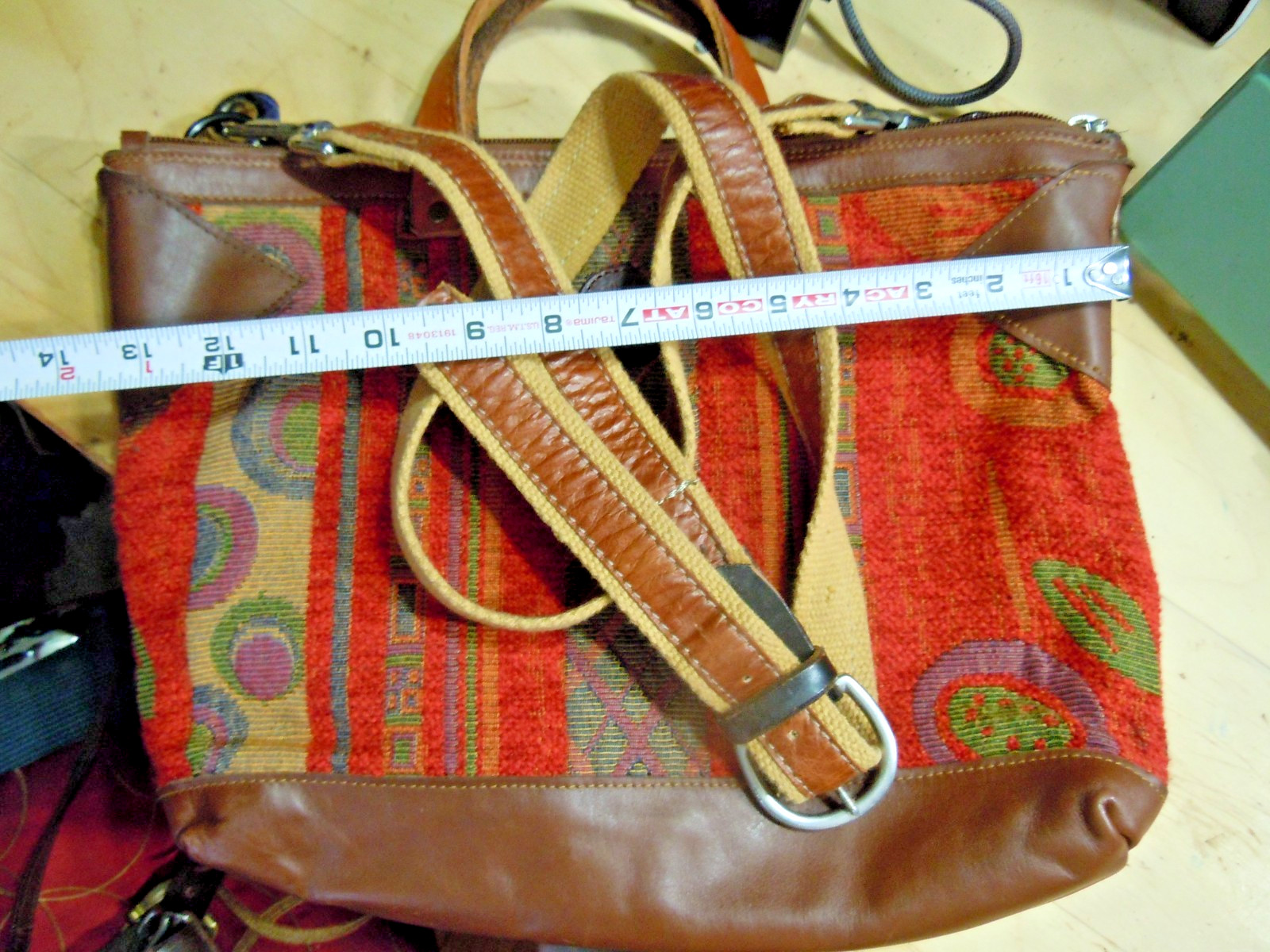VTG Timberland BROWN/RED WOOL PLAID/LEATHER TOTE large (on sale)