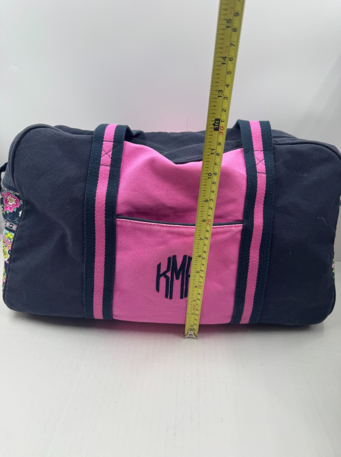 Vera Bradley Weekender Handbag Blue Pink Duffle Shoulder Bag