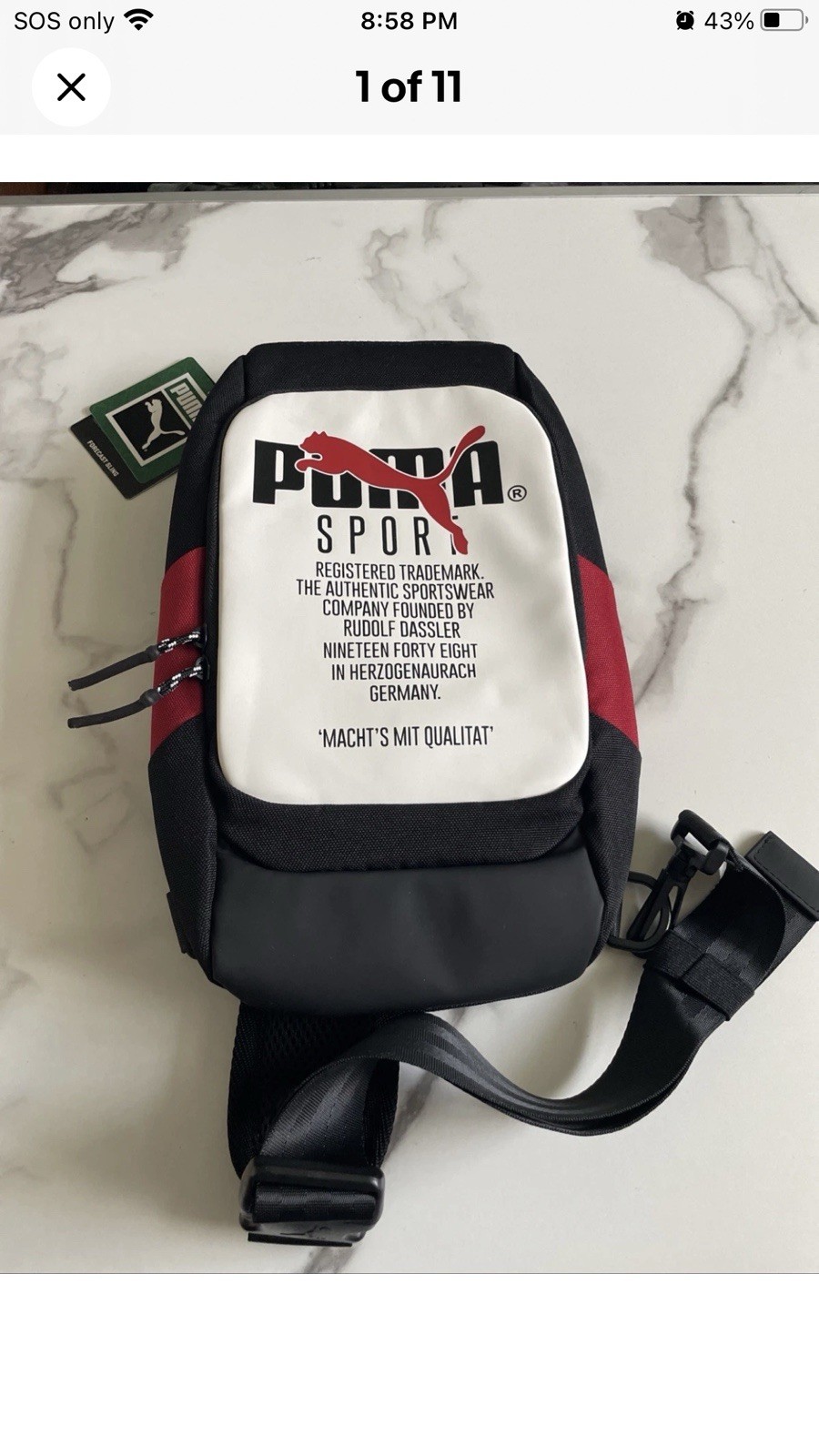 PUMA Forecast Multitude Sling Backpack Black/white Multi Shoulder Bag New