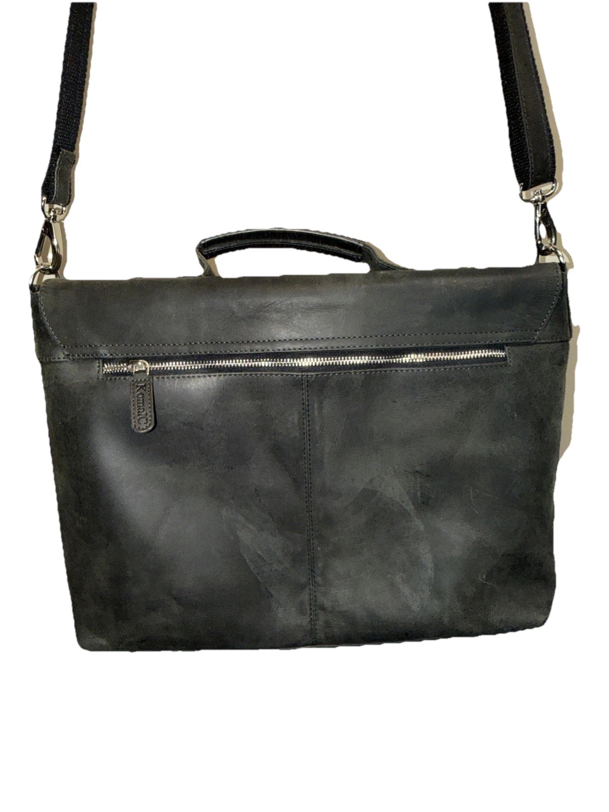 KomalC Men’s Distressed Brown Leather Messenger Bag Laptop Travel Bag