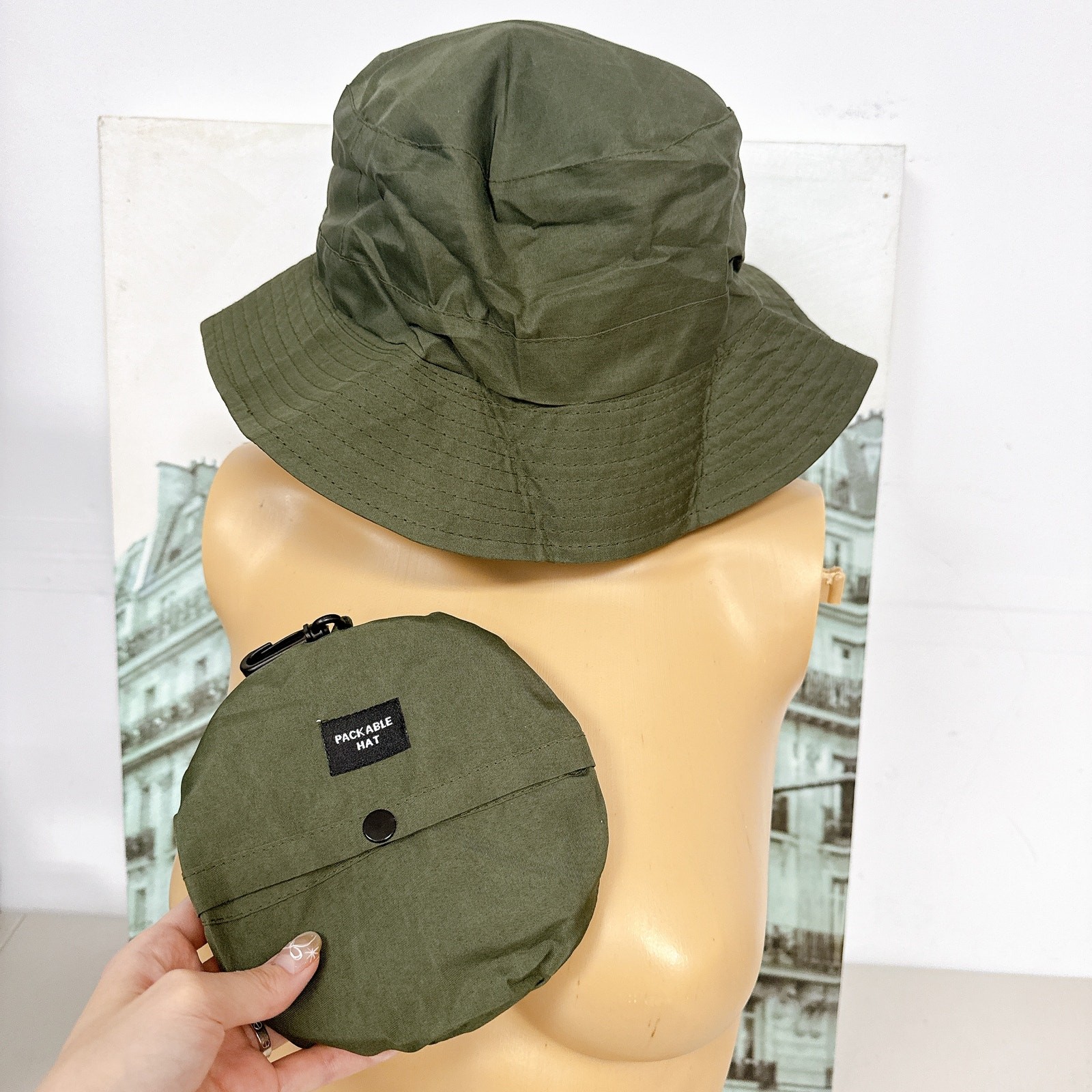 Foldable Outdoor Set UPF50+ Bucket Hat + Waterproof Backpack Unisex Travel Kit