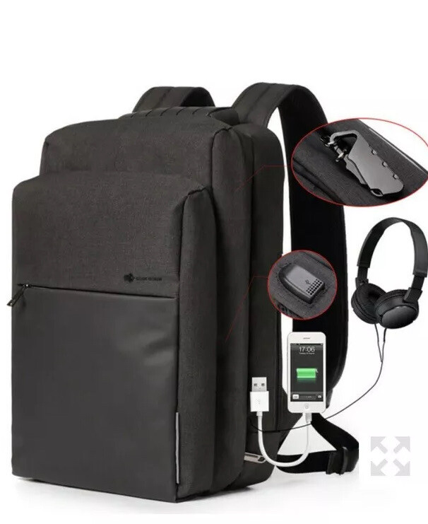 BISON DENIM USB Charging Men Backpack Leisure Travel Backpack