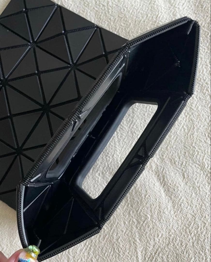 BAOBAO Issey Miyake Flat Handbag Black 28cm x 23cm Japan