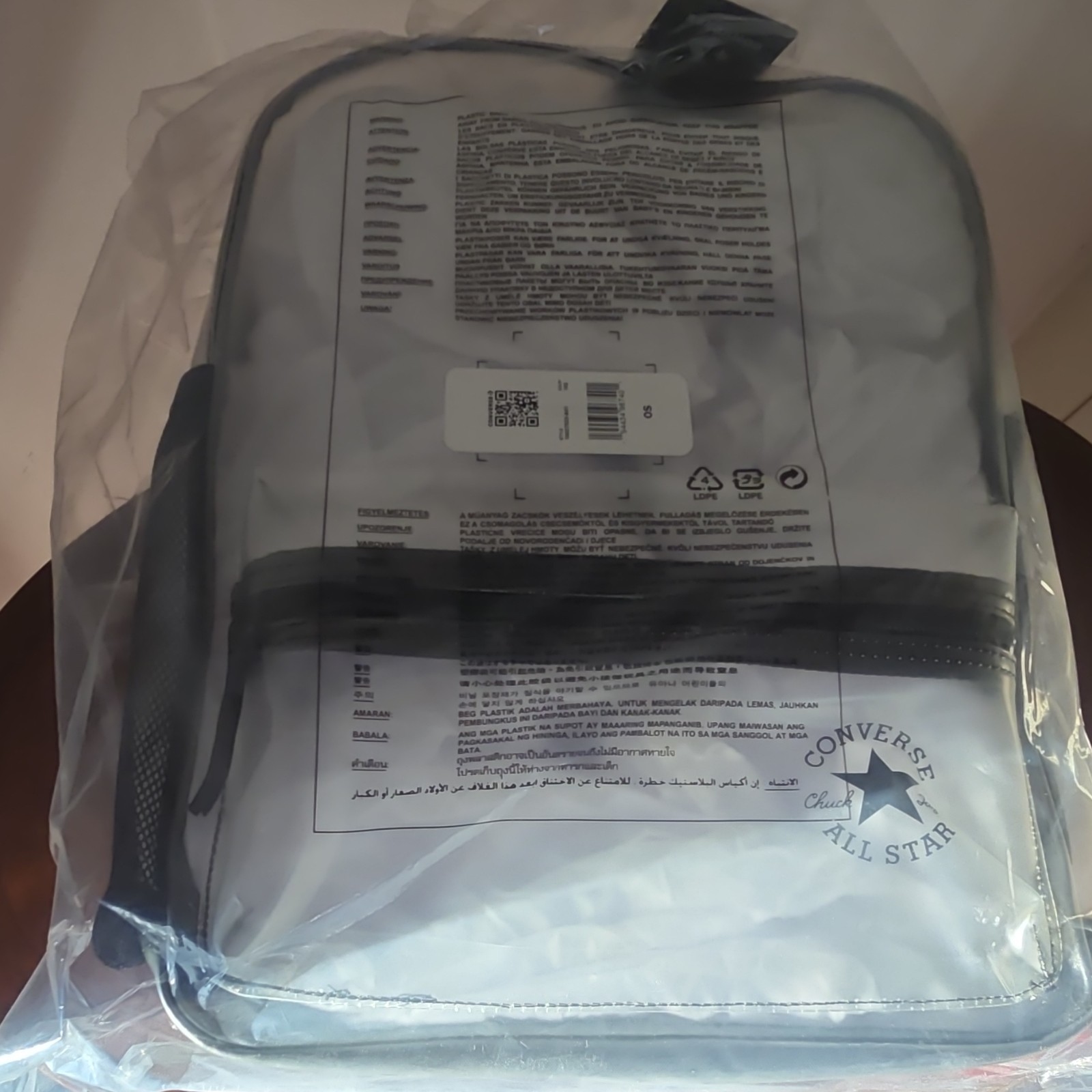 Converse Chuck Taylor All Star Backpack White Black Adjustable Strap