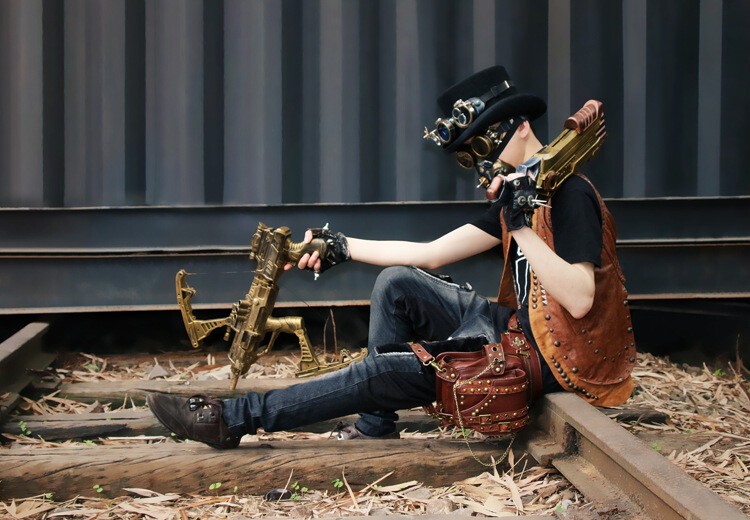 GEARDUKE Men Women Gothic Steampunk Crossbody Shoulder Leather waist Chest Bag