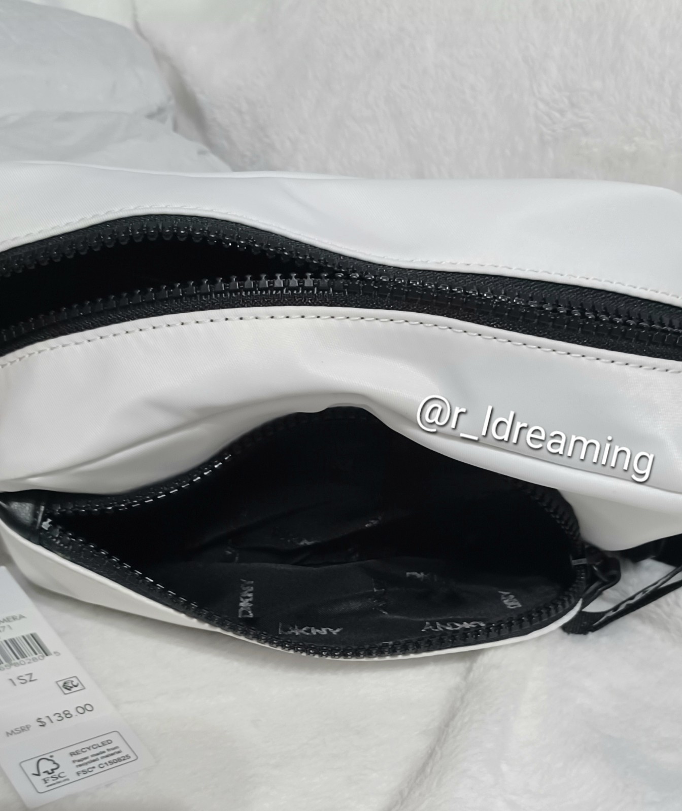 NWT DKNY Camera White and Black Crossbody Bag