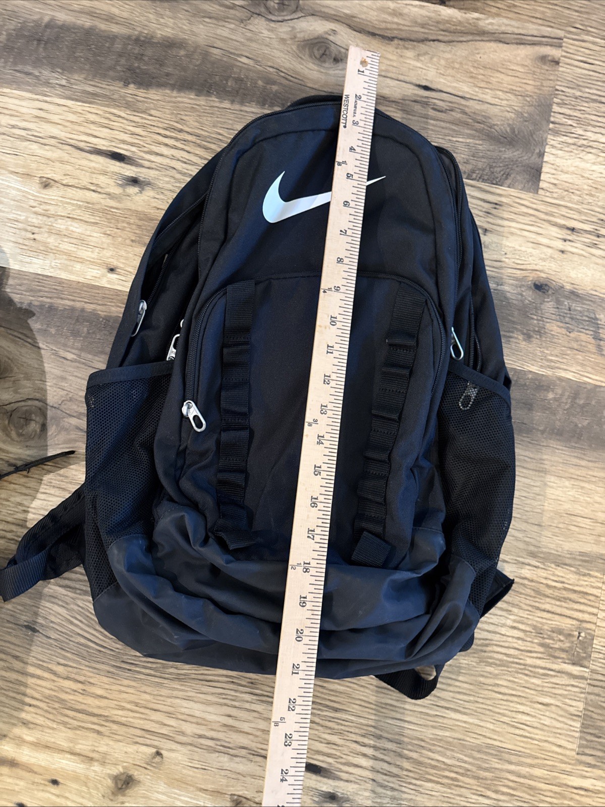 VTG Y2K Nike Mesh See Through Backpack Black 4 Pockets 18x13x5