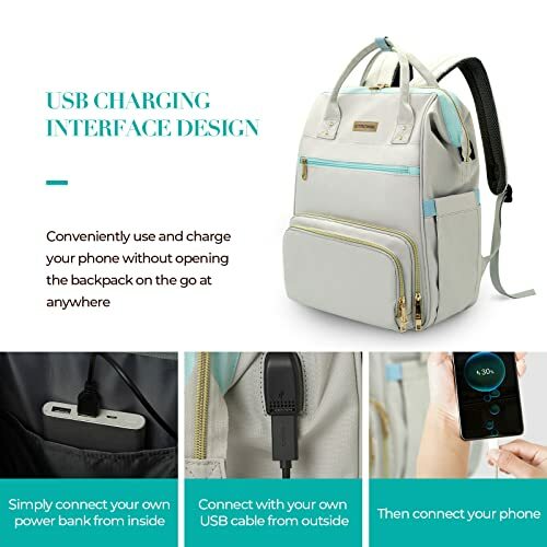 Lunch Backpack For Women 15.6 Inch Laptop Backpack With Usb Portcollege School