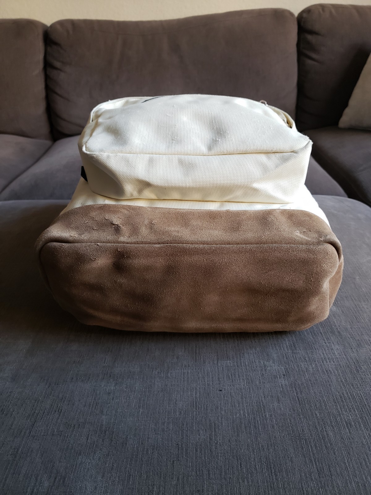 Jansport Backpack Right Pack Coconut Cream Suede Bottom Brown – READ DESCRIPTION