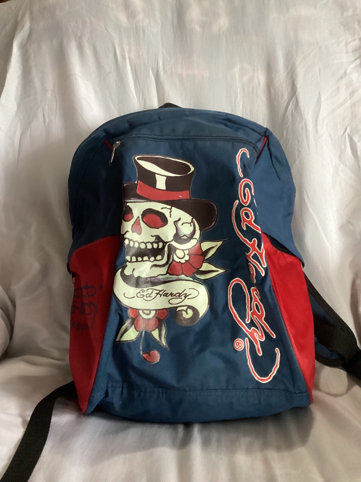 Ed Hardy By Christian Audigier Eternal Skull top Hat, Blue Backpack