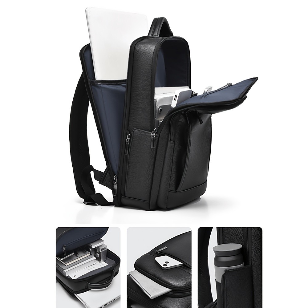 US Business Mens Leather School Backpack 16″ Laptop Travel Waterproof Bag A