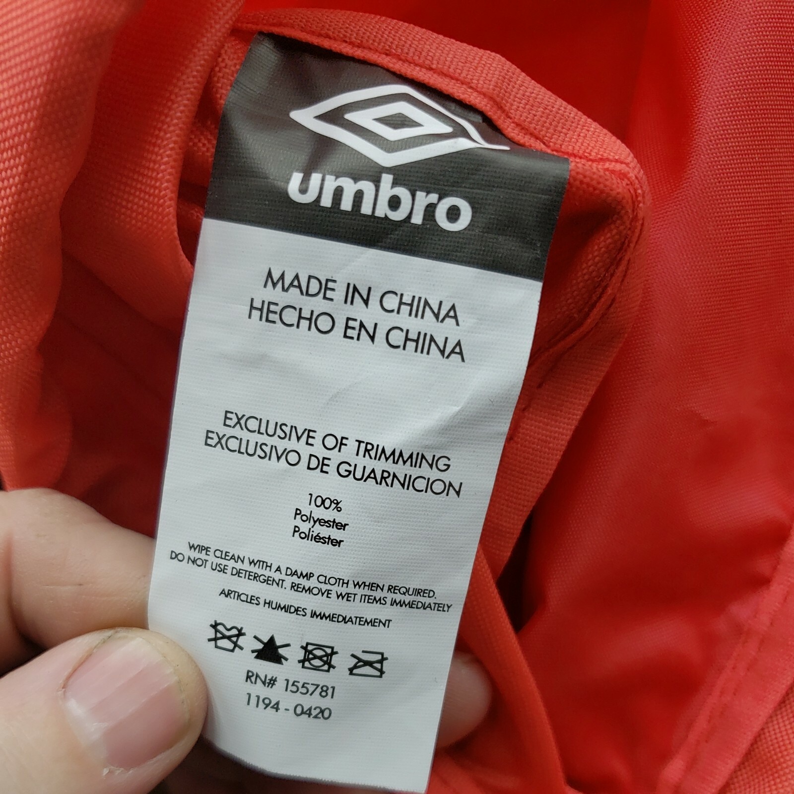 Umbro Black String Bag Red Zipper Compartment