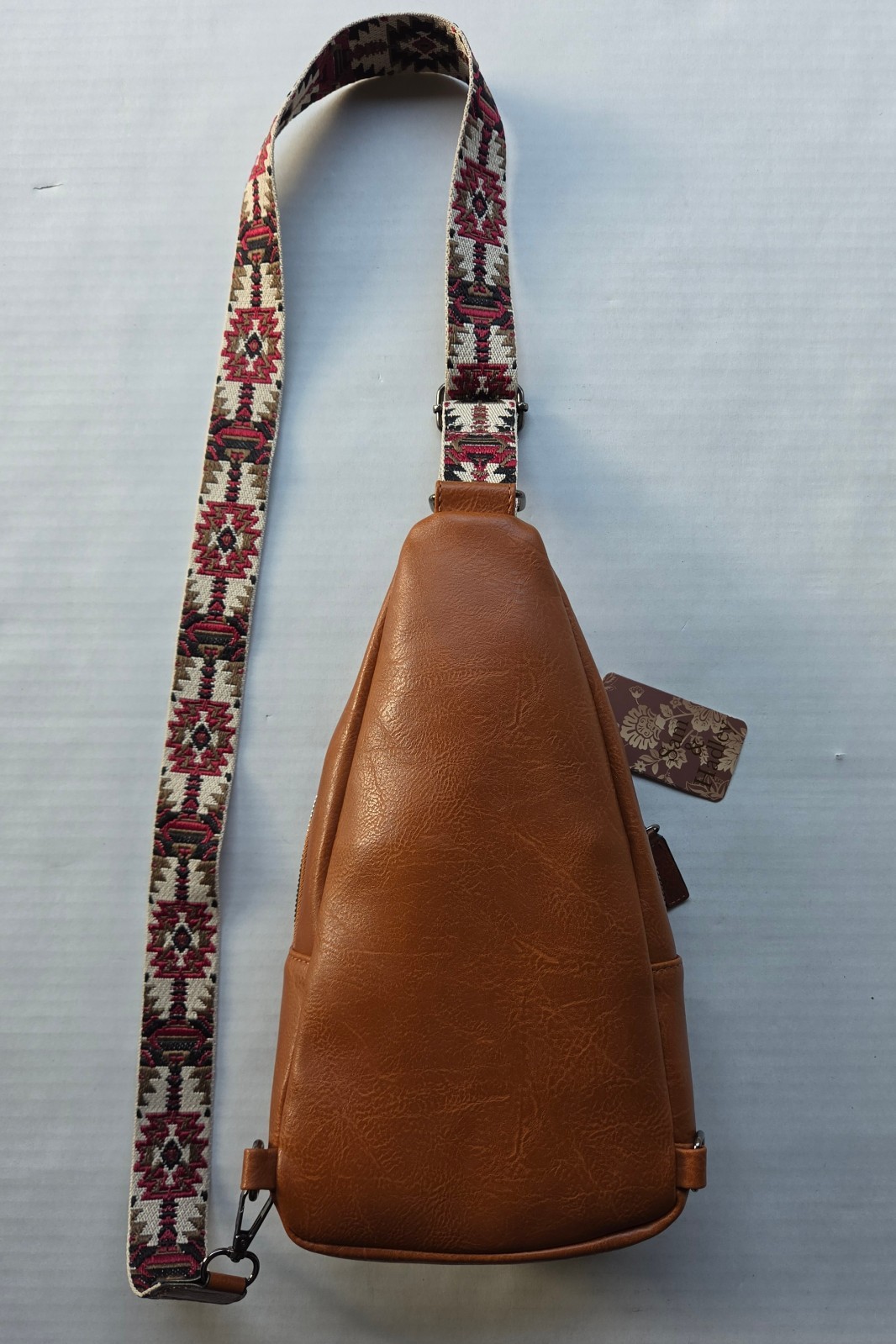 Sam & Hadley Western Cognac Color Crossbody Sling Bag with Studded Accent