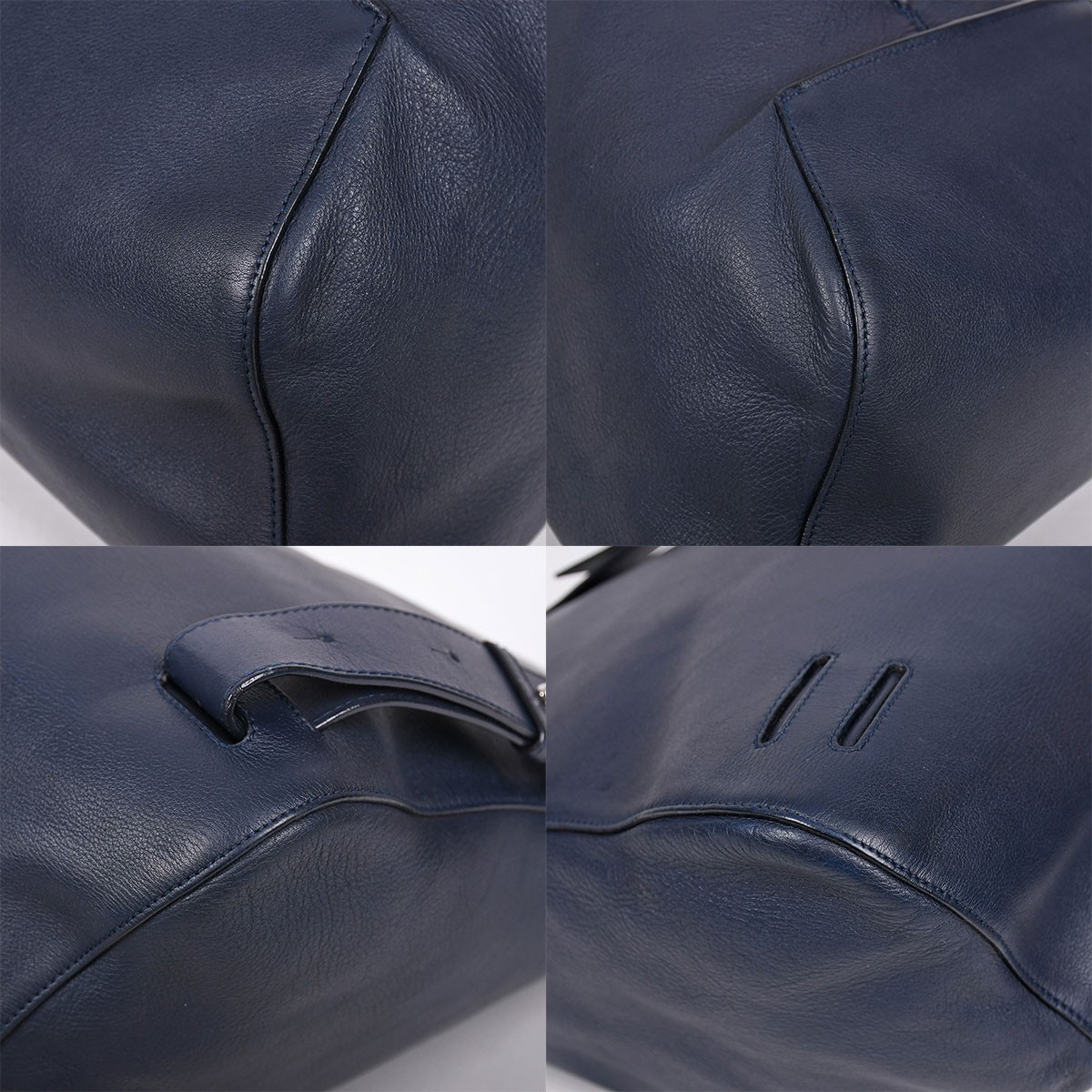 LOEWE Anagram Anton Sling Bag Body Shoulder Leather Navy Blue Silver HW