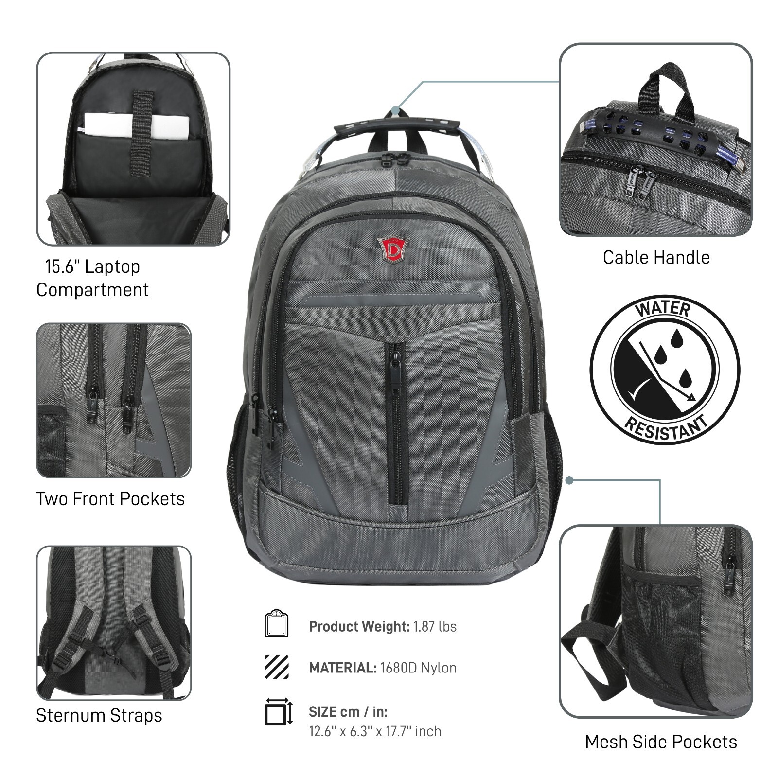 DUKAP EMINENT 15.6 Inch Executive Laptop Backpack Travel Bag with Padded